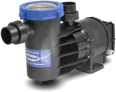 Motobomba Syllent preta com tampa azul do pré-filtro