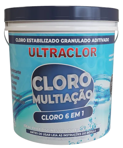 Balde de Cloro Multiação Ultraclor com tampa azul-marinho